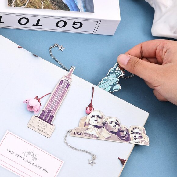 6 Pcs Silver Metal Bookmarks, Elegant Statue of Liberty America Famous Landmark - Picture 7 of 9